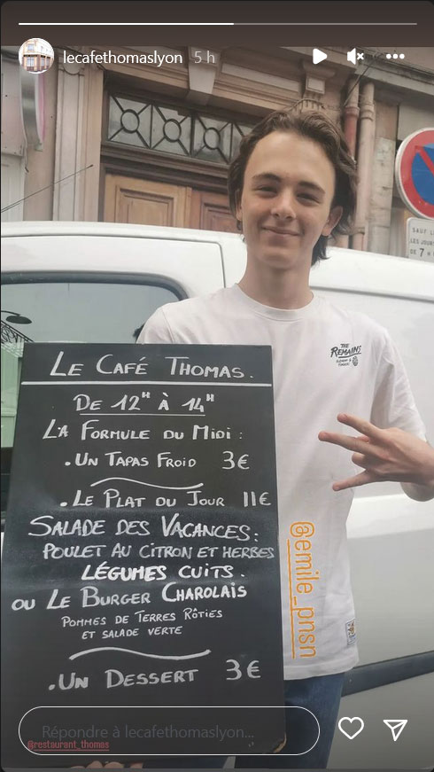 Restaurant Thomas - Café Thomas - menu du 29 juillet 2022